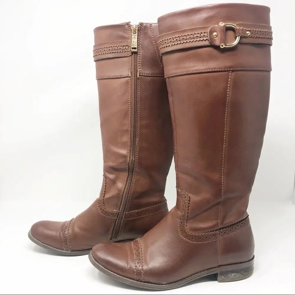 TOMMY HILFIGER | Tan Leather Riding Type Boots 6.5